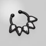 Colorline Quinary Spear Fake Septum Clip-On Ring-Black/Clear
