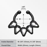 Colorline Quinary Spear Fake Septum Clip-On Ring-Black/Clear