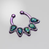 Colorline Opal Quinary Spear Fake Septum Clip-On Ring-Purple/Black