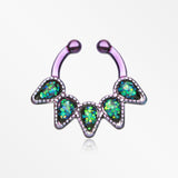 Colorline Opal Quinary Spear Fake Septum Clip-On Ring-Purple/Black