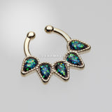 Golden Opal Quinary Spear Fake Septum Clip-On Ring-Black