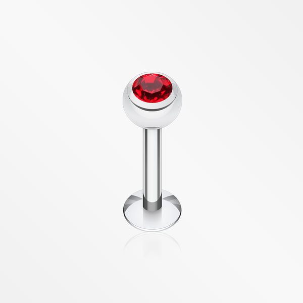 Basic Steel Gem Ball Labret-Red