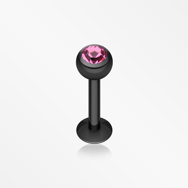 Blackline PVD Gem Ball Steel Labret-Black/Pink