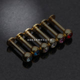 Gold Plated Gem Ball Steel Labret-Red