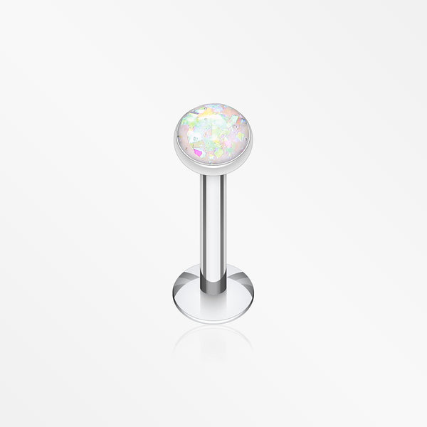 Opal Glitter Shower Dome Steel Labret-White