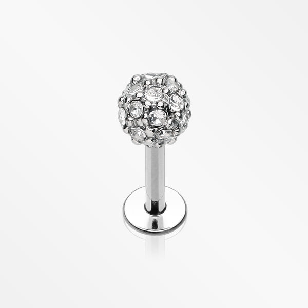 Pave Sparkle Full Dome Top Steel Labret-Clear