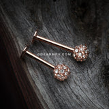 Rose Gold Pave Sparkle Full Dome Top Steel Labret-Clear