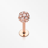 Rose Gold Pave Sparkle Full Dome Top Steel Labret-Clear