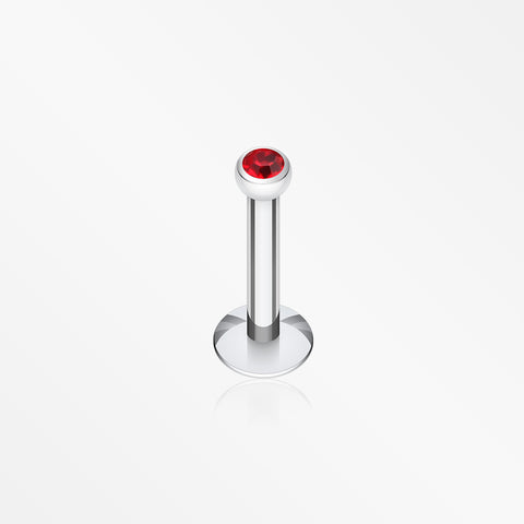 Steel Gem Ball Internally Threaded Labret-Red