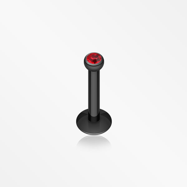 Colorline Gem Ball Internally Threaded Labret-Black/Red