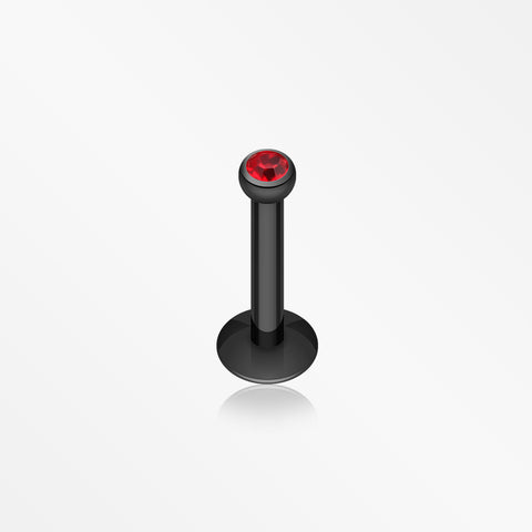 Colorline Gem Ball Internally Threaded Labret-Black/Red