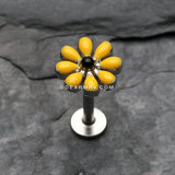 Spring Blossom Flower Top Steel Labret-Yellow/Black