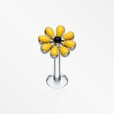 Spring Blossom Flower Top Steel Labret-Yellow/Black