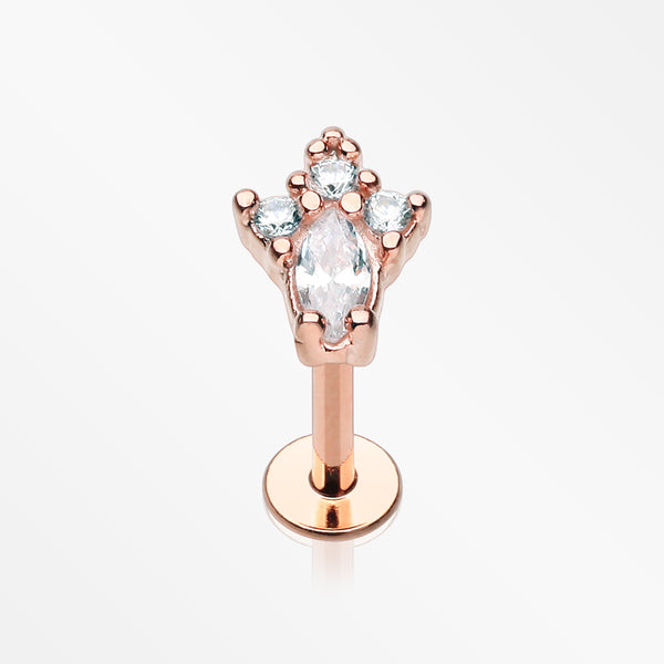 Rose Gold Victorian Sparkle Top Steel Labret-Clear