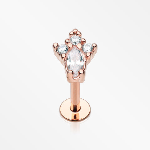 Rose Gold Victorian Sparkle Top Steel Labret-Clear