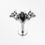 Victorian Goth Bat Sparkle Steel Labret-Black