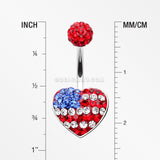 American Flag Multi-Gem Sparkle Belly Button Ring -Red