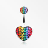 Rainbow Heart Multi-Gem Sparkle Belly Button Ring-Rainbow/Multi-Color