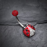 Adorable Lady Bug Multi-Gem Sparkle Belly Button Ring-Red