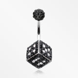 Ice Dice Multi-Gem Sparkle Belly Button Ring-Black/Clear