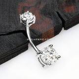 Multi-Gem Sprinkle Sparkle Prong Set Belly Button Ring-Clear