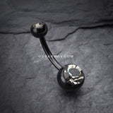 Colorline Double Gem Ball Steel Belly Button Ring-Black/Black Diamond