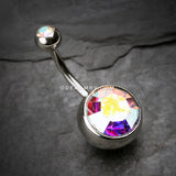 The Giant Sparkle Gem Ball Belly Button Ring-Aurora Borealis