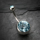 The Giant Sparkle Gem Ball Belly Button Ring-Aqua