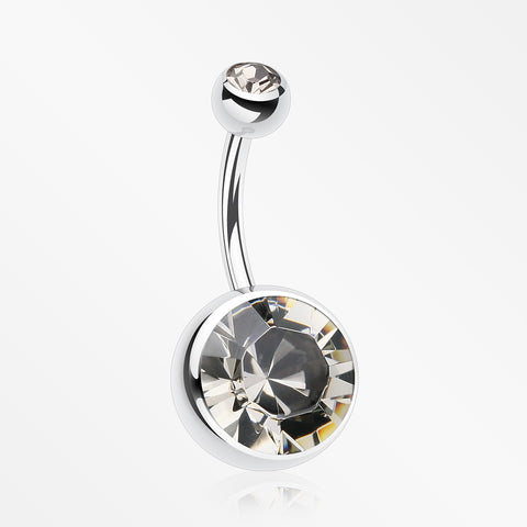 The Giant Sparkle Gem Ball Belly Button Ring-Black Diamond