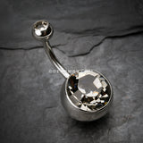 The Giant Sparkle Gem Ball Belly Button Ring-Black Diamond