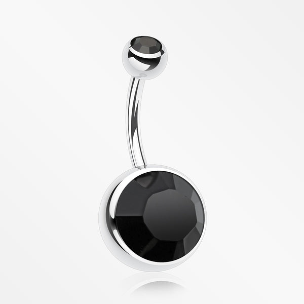 The Giant Sparkle Gem Ball Belly Button Ring-Black