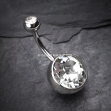 The Giant Sparkle Gem Ball Belly Button Ring-Clear