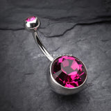 The Giant Sparkle Gem Ball Belly Button Ring-Fuchsia