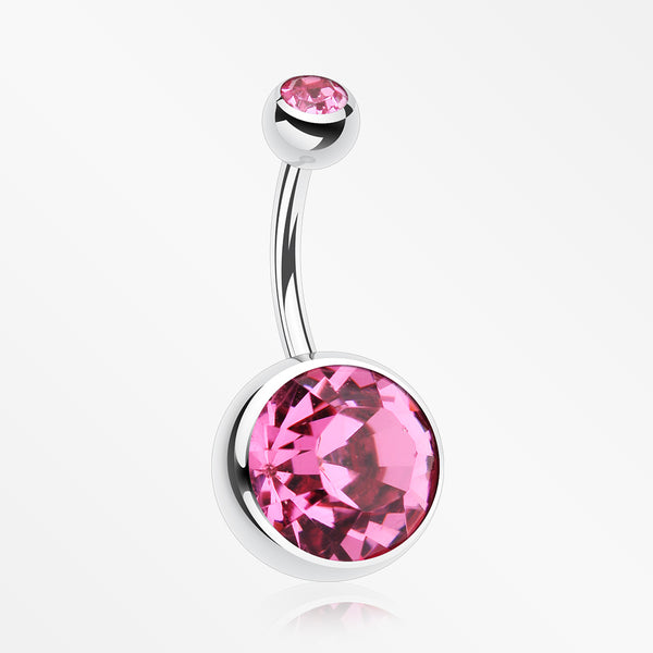 The Giant Sparkle Gem Ball Belly Button Ring-Pink