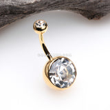 Golden Grand Sparkle Gem Ball Basic Belly Button Ring-Clear