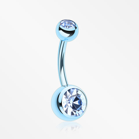 Jelly Belly Unity Gem Belly Button Ring-Light Blue/Light Blue