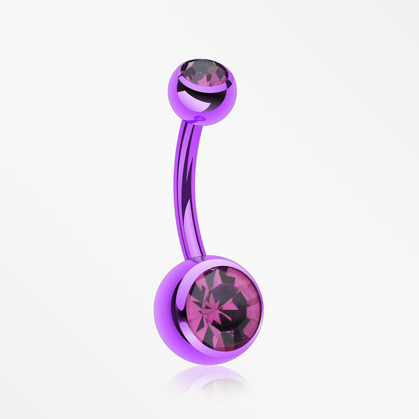 Jelly Belly Unity Gem Belly Button Ring-Purple/Fuchsia