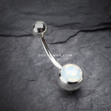 Jelly Belly Unity Gem Belly Button Ring-Rhodium Plated/Opal