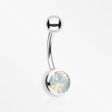 Jelly Belly Unity Gem Belly Button Ring-Rhodium Plated/Opal