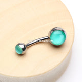 Iridescent Holographic Sparkle Belly Button Ring-Light Green