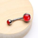 Iridescent Holographic Sparkle Belly Button Ring-Red