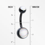 Colorline Hologram Sparkle Steel Belly Button Ring-Black/Clear