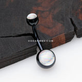 Colorline Hologram Sparkle Steel Belly Button Ring-Black/Clear
