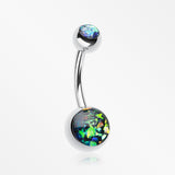 Opal Sparkle Shower Basic Belly Button Ring-Black