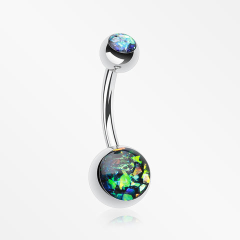 Opal Sparkle Shower Basic Belly Button Ring-Black