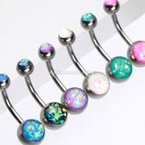 Opal Sparkle Shower Basic Belly Button Ring-White