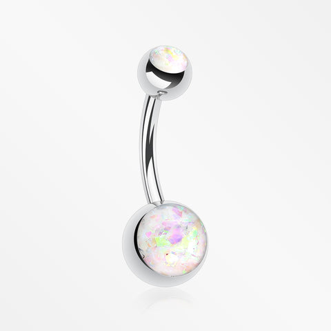 Opal Sparkle Shower Basic Belly Button Ring-White
