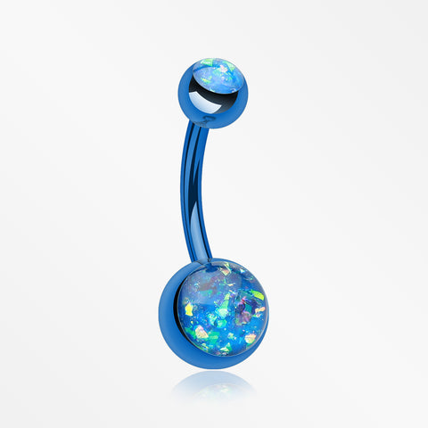 Colorline Opal Sparkle Shower Belly Button Ring-Blue