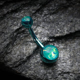 Colorline Opal Sparkle Shower Belly Button Ring-Teal