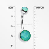 Opalite Double Gem Ball Steel Belly Button Ring-Pacific Opal